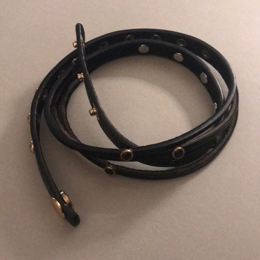 Black leather wrap bracelet